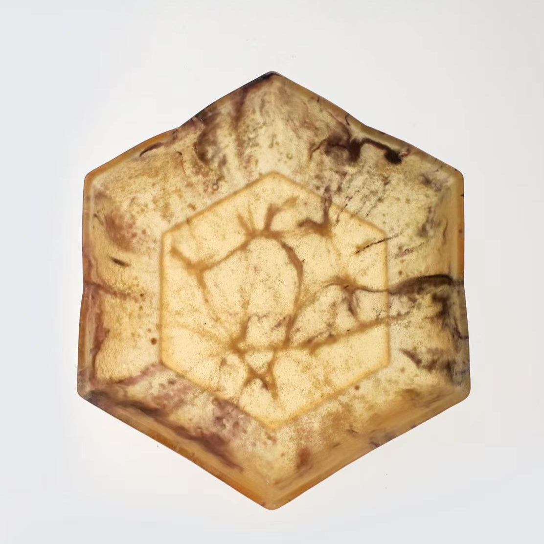 Rhombus Flower Glass Plate - Blazing Amber Color