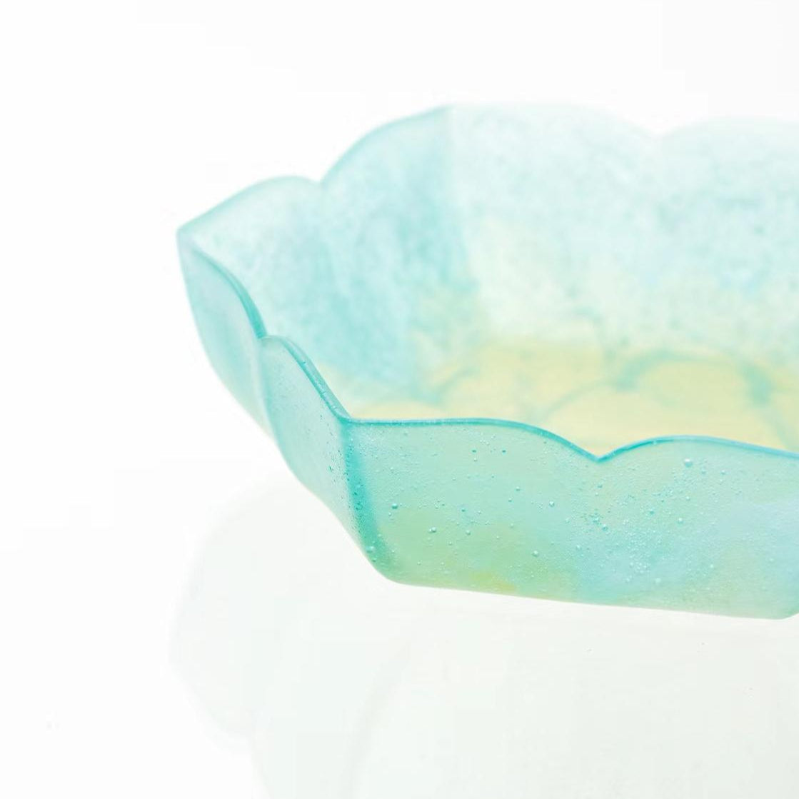 Rhombus Flower Glass Plate - Jade Green