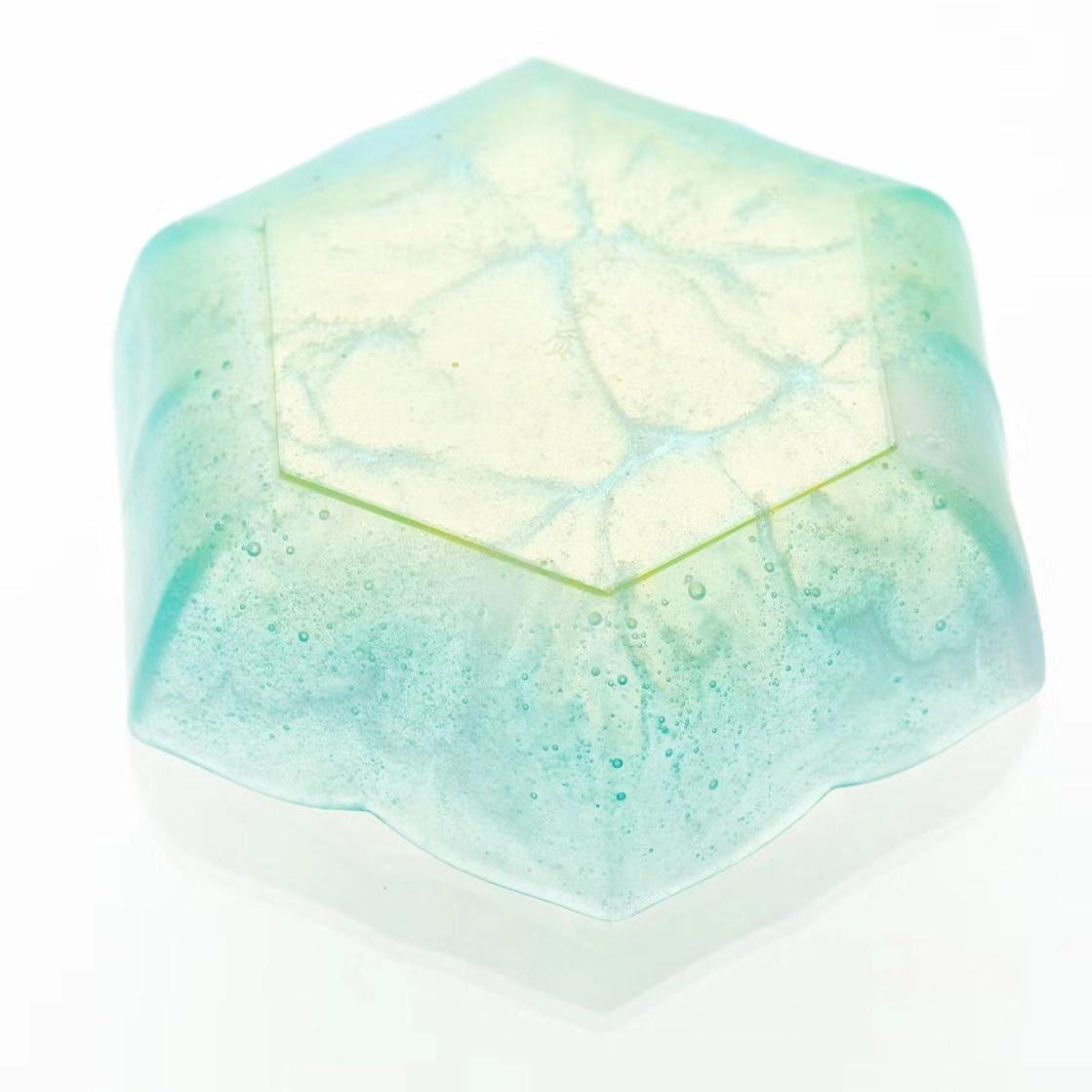 Rhombus Flower Glass Plate - Jade Green